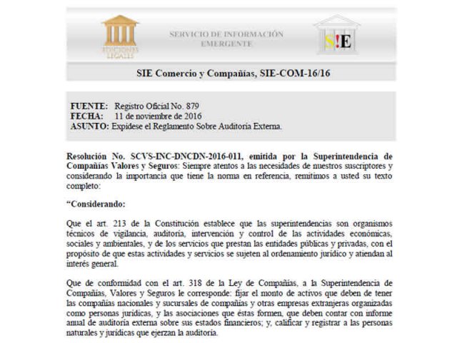 Reglamento de Auditoría Externa 2016